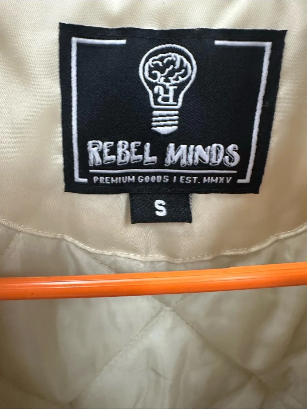 Rebel Minds Cream 'Rich Flavors' Embroidered Kids Satin Bomber Jacket